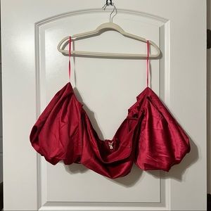 FOREVER 21 Satin Off-the-shoulder Crop Top